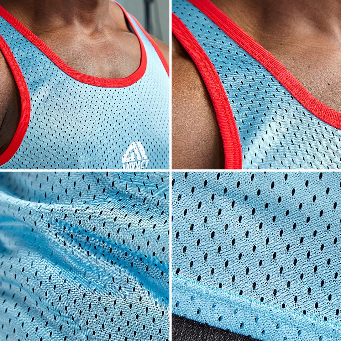 AIMPACT Men Athletic Workout Tank Tops Mesh Quick Dry Fitness Running Gym Muscle Sleeveless Shirts BlackBlueS-2