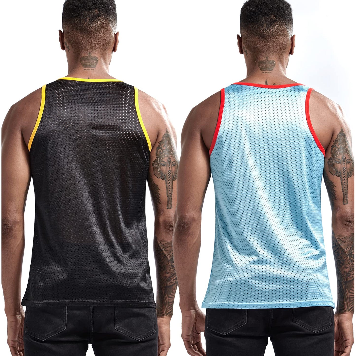 AIMPACT Men Athletic Workout Tank Tops Mesh Quick Dry Fitness Running Gym Muscle Sleeveless Shirts BlackBlueS-3
