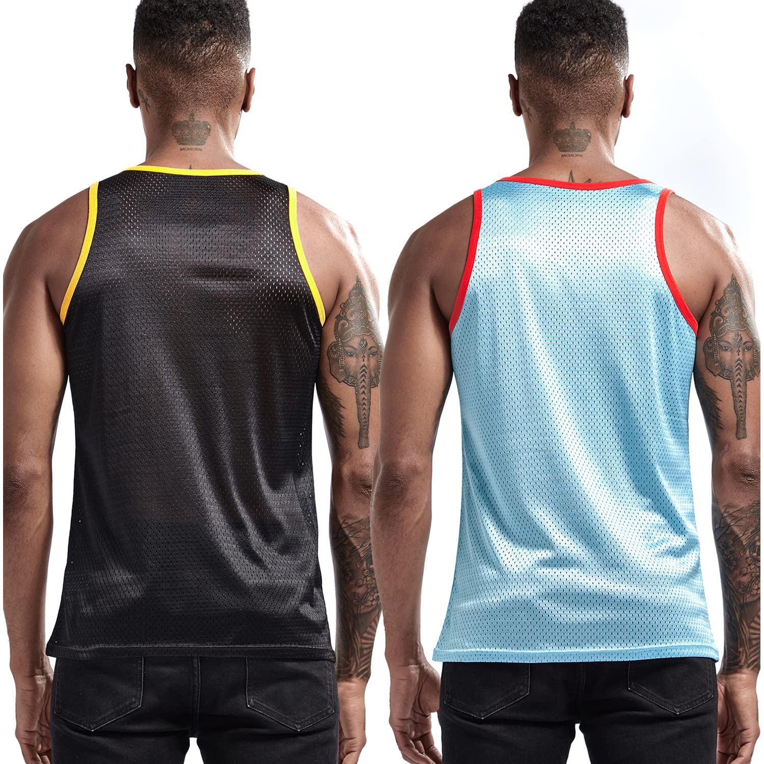 AIMPACT Men Athletic Workout Tank Tops Mesh Quick Dry Fitness Running Gym Muscle Sleeveless Shirts BlackBlueS-3