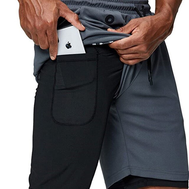 Men Running Shorts 2 In 1 Sport GYM Shorts Men New Design Jogging Fitness Training Shorts Quick Dry Basketball Shorts Male-12