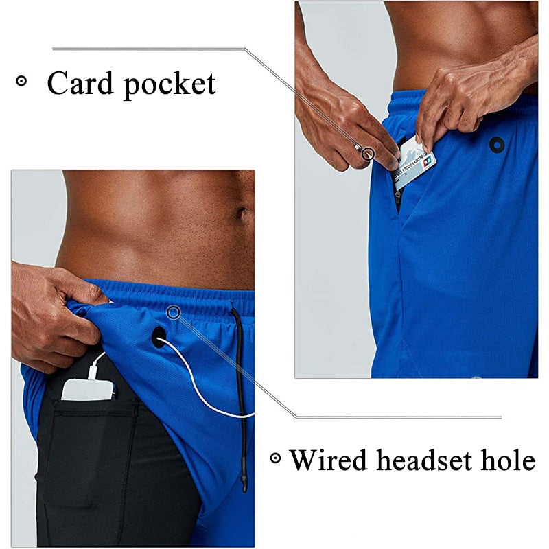 Men Running Shorts 2 In 1 Sport GYM Shorts Men New Design Jogging Fitness Training Shorts Quick Dry Basketball Shorts Male-3