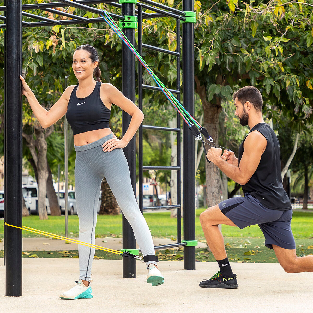 Set of Resistance Bands with Accessories and Exercise Guide Rebainer InnovaGoods 5 Units-21