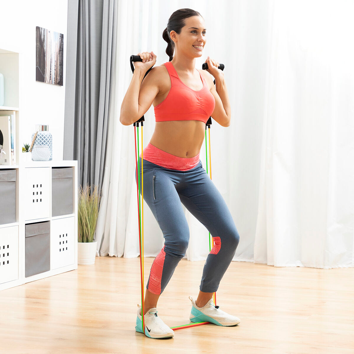 Set of Resistance Bands with Accessories and Exercise Guide Rebainer InnovaGoods 5 Units-19