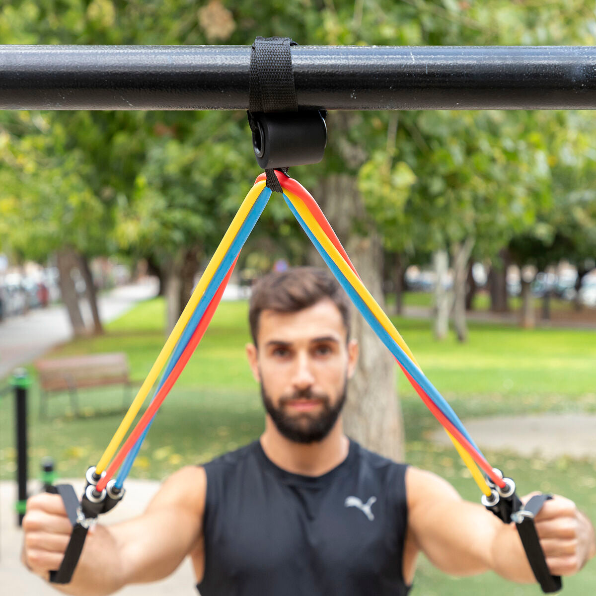 Set of Resistance Bands with Accessories and Exercise Guide Rebainer InnovaGoods 5 Units-14