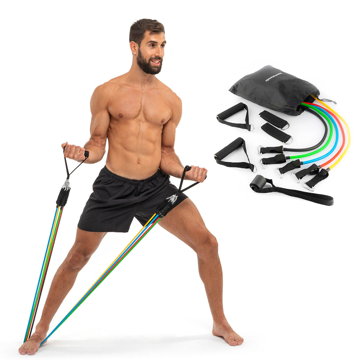 Set of Resistance Bands with Accessories and Exercise Guide Rebainer InnovaGoods 5 Units-5