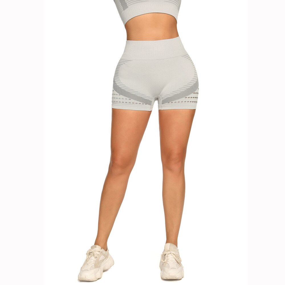 Seamless Hollow Out Fitness Yoga Shorts High Elastics Workout Sports Push Up Gym Running Short Pants For Women Female Clothing-2