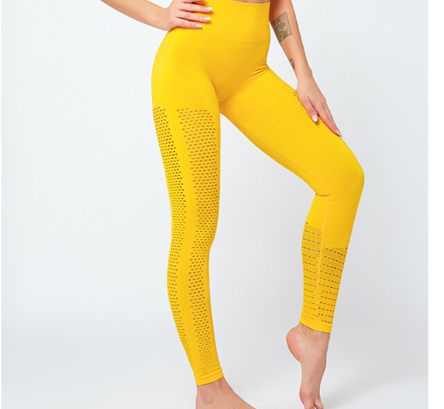 Seamless Solid Yoga Suit Women Gym Clothes Short Sleeve Crop Top Hollow Out Leggings Sport Tracksuit Fitness Workout Outdoor Set-10