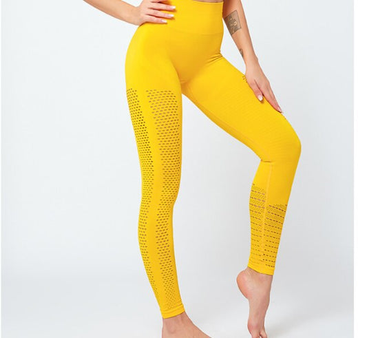 Seamless Solid Yoga Suit Women Gym Clothes Short Sleeve Crop Top Hollow Out Leggings Sport Tracksuit Fitness Workout Outdoor Set-10